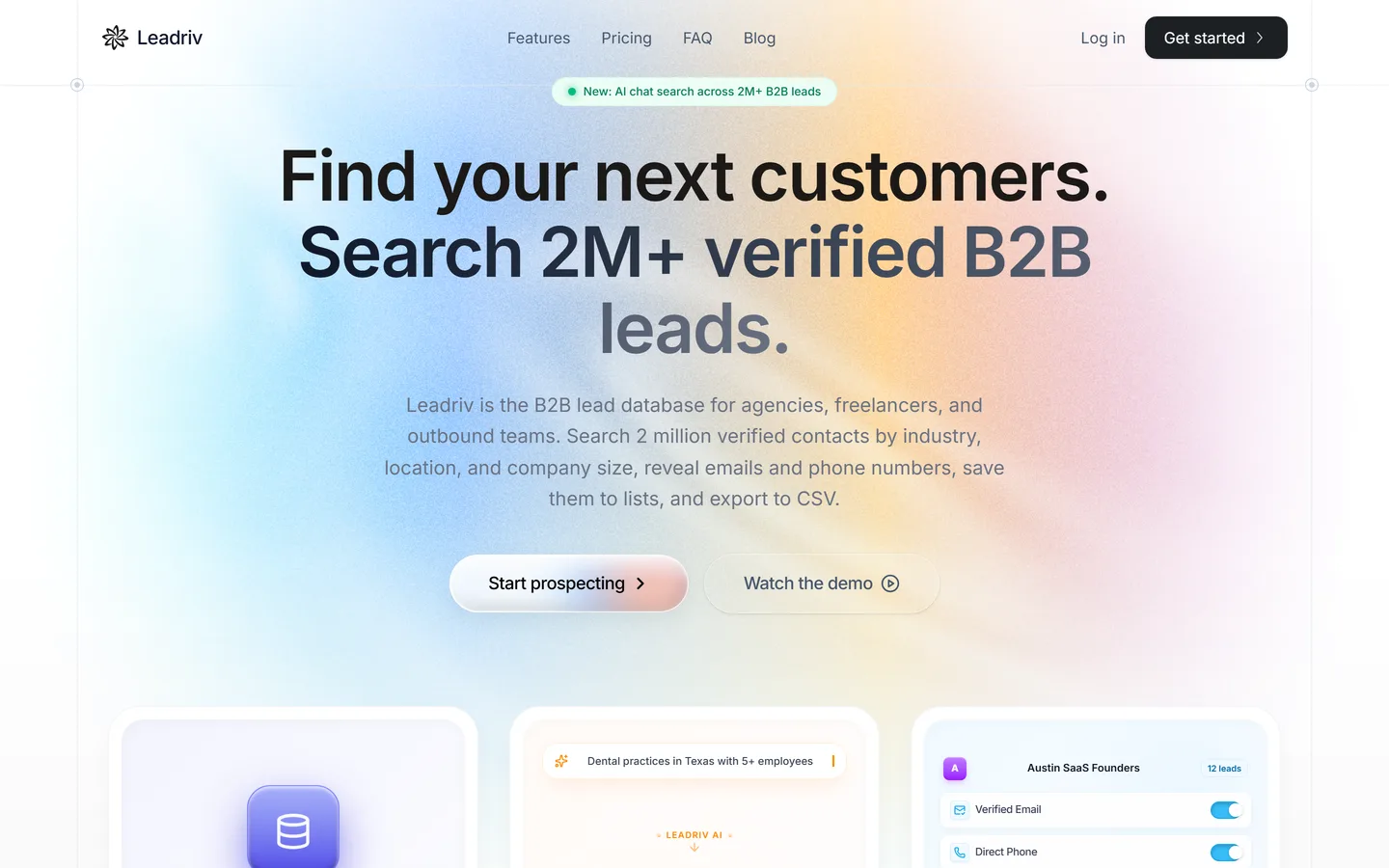 Screenshot der Leadriv-Website