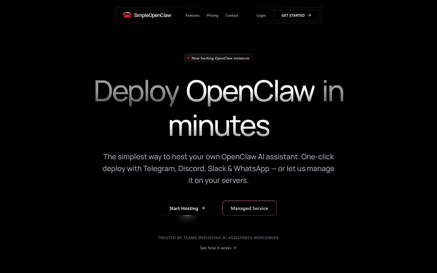 Screenshot der SimpleOpenClaw-Website